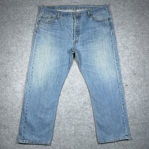 Levi's 501 Denim Jeans Men's Size 42x30(42x29) Light Washed Straight Leg Red Tab